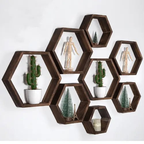 3 Étagères Murales Flottantes Hexagonales